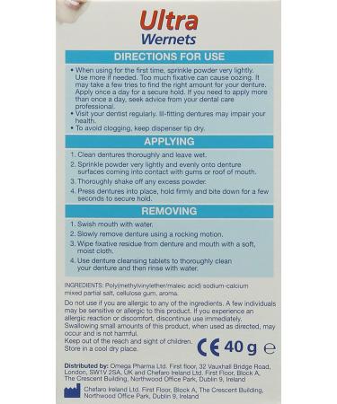 Wernets Ultra Denture Fixative Powder 40g - Strong Denture Adhesive - Buy Online on GoSupps.com