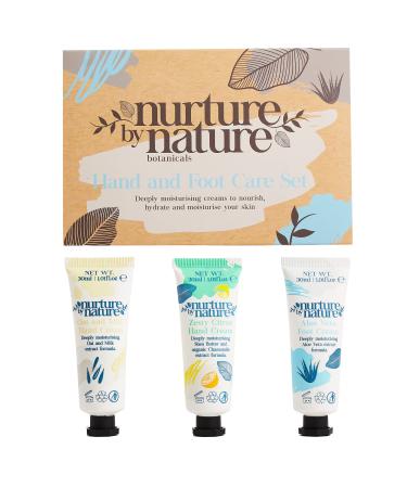 Nurture by Nature Hand Lotion and Foot Lotion Care Gift Set| 3 x 1fl oz | Moisturizing Organic Hand Cream  Citrus  Shea Butter  Oat  Milk  Aloe Vera | Small Mother's Day Gift