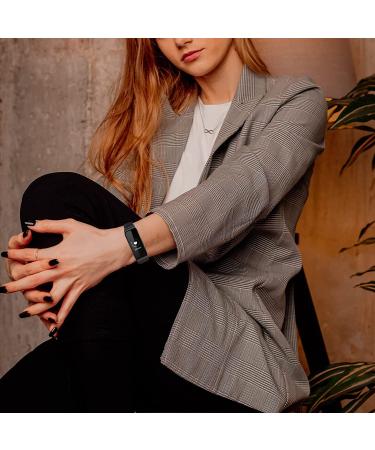 Leather Wrist Band Compatible with Inspire HR/Inspire/Inspire 2 - Black Strap for Men and Women - Buy Online on GoSupps.com