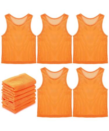 12 Pcs Nylon Mesh Scrimmage Team Practice Vests Pinnies Jerseys for Children Youth Sports Basketball Soccer Football Orange