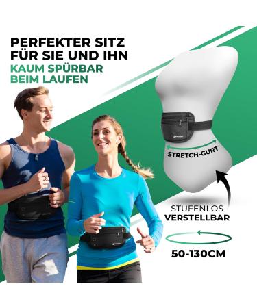 Praxxim Belly Pocket for Jogging | Perfectly Fitting Running Bag | Unisex Belt Bag for All Cell Phone Sizes - Black - Buy Online on GoSupps.com