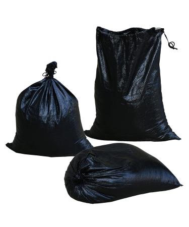 Jumbulk Black Empty 19" x 24" Woven PE Sandbags, UV Protection, Anti-UV 3 Years, with Ties, Heavy Duty Sand Bags for Flood Water Barrier, Tent Sandbags, Construction Trash (5)