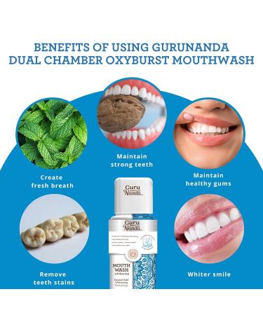 GuruNanda Dual Barrel Oxyburst Mouthwash - Coconut Peppermint Oil Pulling for Fresh Breath and Healthy Teeth & Gums - Buy Online on GoSupps.com