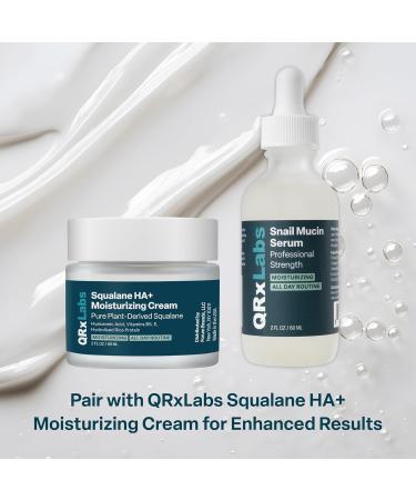QRxLabs Snail Mucin Serum Hydrates Plumps & Brightens With Collagen for Firm Radiant Skin Gently Exfoliates for a Smooth Glow 2 oz - Buy Online on GoSupps.com