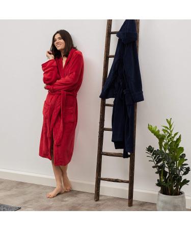 Buy Lumaland Hooded Bathrobe for Women & Men | Extra Soft Microfiber Coral Fleece | Quick Dry Suction-Strong | Perfect for Cuddling - Red - Buy Online on GoSupps.com