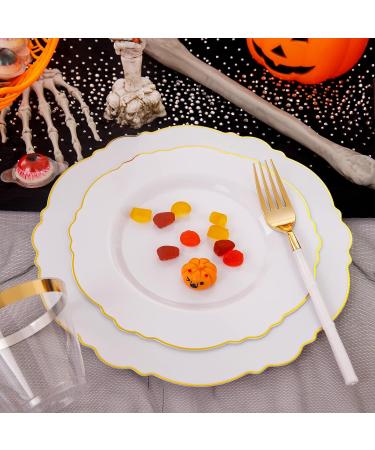 Gold Plastic Silverware Set - 90 Pieces Heavy Duty Cutlery for Christmas - Includes 30 Forks, 30 Spoons, 30 Knives with White Handle - Buy Online on GoSupps.com