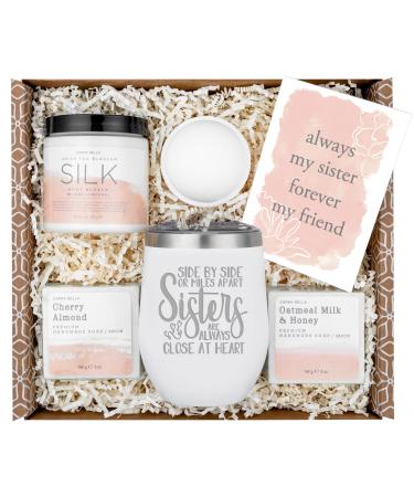 Sisters Gifts from Sister - Birthday Gifts for Sister - Relaxing Spa Gift Box w/Tumbler for Her Birthday Present - Best Unique Gift for Big Sister She'll Love - Includes Soaps, Lotion, Bath Bomb, Card