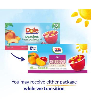 Dole Fruit Bowls Peaches in Strawberry Gel - Gluten Free Healthy Snack | 12 Cups (4.3 Oz Each) - Buy Online on GoSupps.com