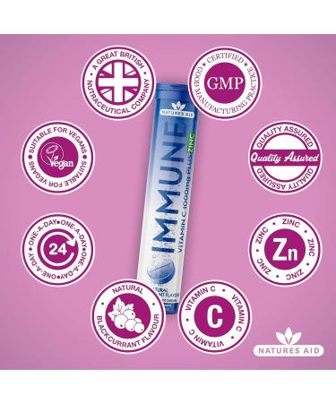 Natures Aid Immune Effervescent with Zinc & Vitamin C Blackcurrant 20 Tablets - Pack of 1 - Buy Online on GoSupps.com