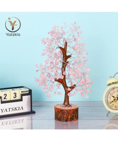Rose Quartz Crystal Tree - Bonsai Tree of Life for Pink Room Decor | Spiritual Desk Decor for Women Office | Gemstones and Crystals for Good Luck Charms - Buy Online on GoSupps.com