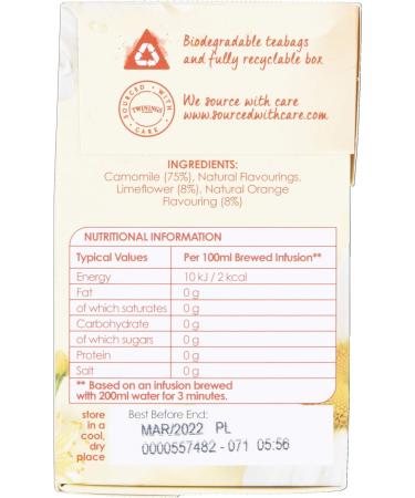 Twinings Camomile and Orange Herbal Tea Bags - 20 Count Pack - Buy Online on GoSupps.com