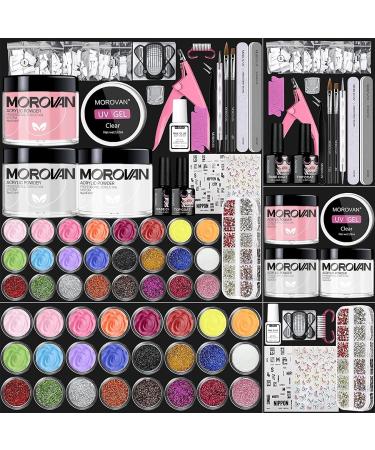 Morovan Acrylic Nail Kit - Nail Kit Set Professional Acrylic with Everything for Beginners Glitter Acrylic Nail Set DIY Nail Extension Starter Kit