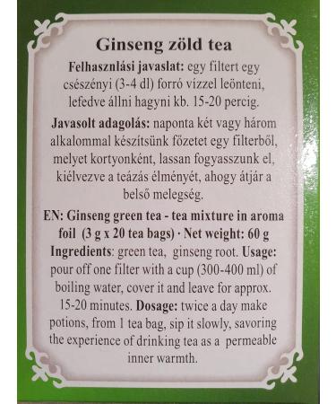 Dr Chen Ginseng Root with Green Tea Traditional Natural Herbal Blend 20 Teabags - Buy Online on GoSupps.com