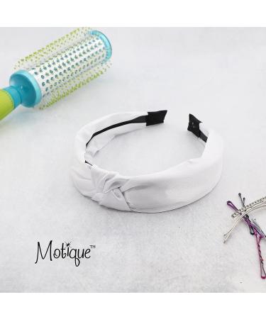 Motique Accessories White Satin Knot Headband - Stylish Women's Hair Accessory - Buy Online on GoSupps.com