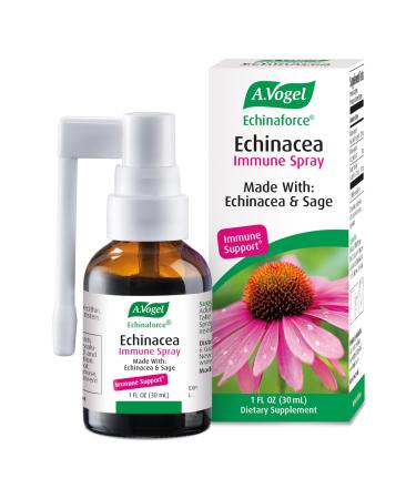 A. Vogel Echinaforce Natural Soothing Throat Spray - Fresh Organic Echinacea Plant & Sage - Targeted Nozzle - Immune Support Supplement - Throat Health - Soy Dairy & Gluten Free - Non-GMO - 1 fl oz