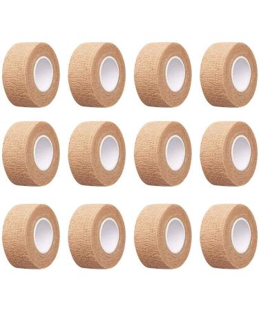 12pc-1 Inch Wide Skin Colour Elastic Self- Adhesive Bandage Finger Tape First Aid Wrap Bandages for Wrist and Ankle Sprains & Swelling 12pcs