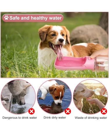 Rainpal Foldable Dog Water Bottle - 12oz Leak Proof Portable Pet Dispenser | BPA-Free Pink Travel Bottle for Hiking & Outdoor Adventures - Buy Online on GoSupps.com