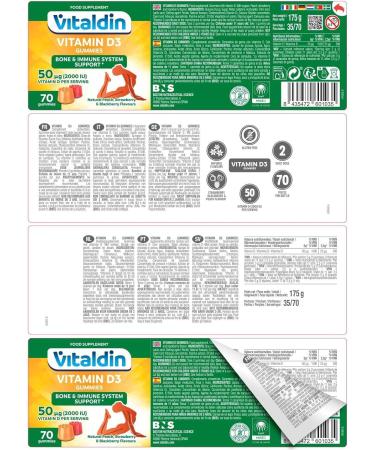 VITALDIN Vitamin D3 gummies 2 000 IU per dose 70 Gums (for 1 month) Fruit Flavor Vitamin D for Immune System & Bone Gluten Free for Kids and Adults - Buy Online on GoSupps.com
