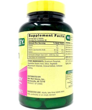 Spring Valley Collagen 1000mg with Vitamin C Type 1 & 3 - 120ct | Equate - Buy Online on GoSupps.com