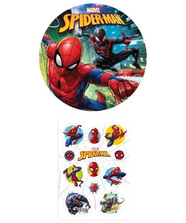 Dekozauber24 Set of 2 Spiderman edible cake toppers 20cm + 12x muffin toppers cake decoration for children's birthdays (Spiderman No. 2) - Buy Online on GoSupps.com