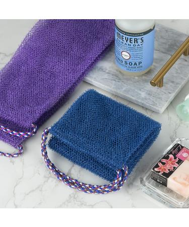 African Long Body Scrubber Bathing Exfoliation Washcloth - 6 Pack with Handle | Nylon Exfoliating Scrubber for Shower | Towel for Women Men | Black Purple Blue - Buy Online on GoSupps.com