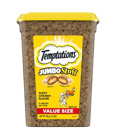 TEMPTATIONS Jumbo Stuff Cat Treats, Tasty Chicken, Multiple Sizes, Large Cat Treats 14 Ounce (Pack of 1)