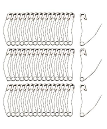 Qjaiune 100Pcs Curved Safety Pins Size 3, 2 / 50mm Quilting Basting Pins,  Bent Safety Pins for Quilting and Knitting (Sliver)