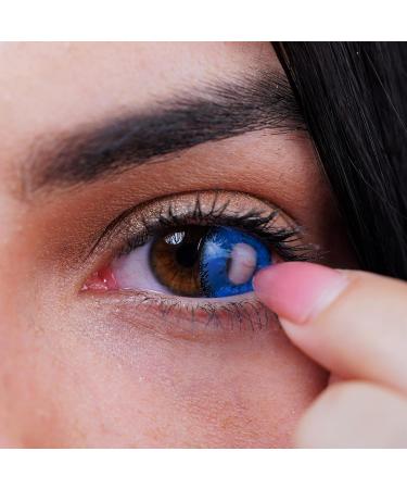 Buy Blue Crazy Colored Contact Lenses - Annual Anime Soft Lenses for Cosplay Carnival & Halloween | 2 Pieces + Containers - Buy Online on GoSupps.com