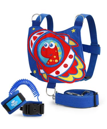 Lehoo Castle Toddler Reins 4 in 1 Baby Reins Walking Harness Dinosaur Reins for Toddler with Anti Lost Wrist Link Toddler Harness for Walking 18 Months+ Blue