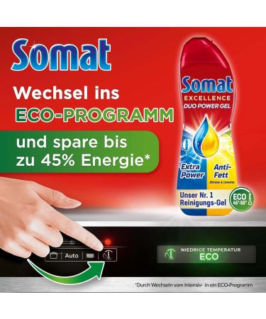 SOMAT Excellence Duo Power Gel - 58 Washes | Eco-Friendly Dishwasher Cleaning with Lemon & Lime | Sparkling Clean Dishes at Low Temperatures - Buy Online on GoSupps.com