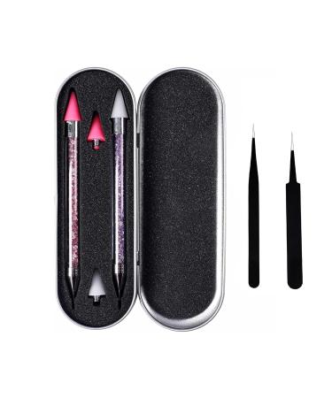 2 Pack Rhinestone Picker Tool Wax Pencil with 2 Replaceable Wax Tips and 1x Tweezer Dual-ended Diamond Picker Tools for Gems Stones Crystals Art Crafts - Buy Online on GoSupps.com