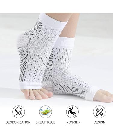 Neuropathy & Plantar Fasciitis Compression Socks - 4 Pairs for Women & Men | Ankle Support Brace for Sprained Ankle | Breathable & Anti-Slip Pain Relief Socks | White 5-7.5 - Buy Online on GoSupps.com