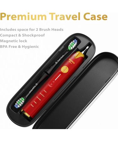 Wagner & Stern Ultrasound Whitening Toothbrush - Pressure Sensor 5 Modes 4 Intensity Levels 3D Slider 8 Dupont Bristles Premium Travel Case - Burgundy - Buy Online on GoSupps.com