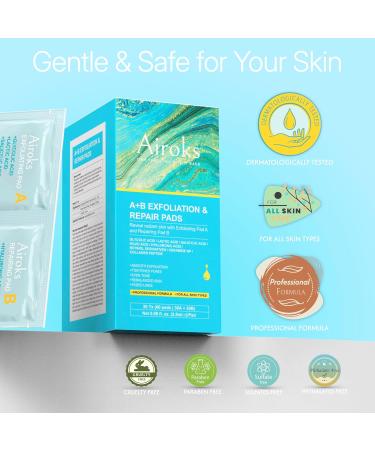 A+B Exfoliating & Repair Face Pads 30 Tx - 2-Step Acid Peel Serum Treatment with Glycolic Salicylic Kojic Acid & Retinol Hyaluronic Peptides for Smooth Skin Pore Minimizer Hyperpigmentation 30 Count (Pack of 1) - Buy Online on GoSupps.com