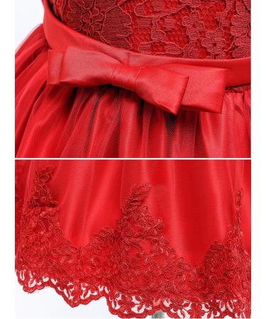 LZH Baby Girls Lace Dress Bowknot Flower Wedding Pageant Tutu Gown - Red (0-24 Months, 4-5 Years) - Buy Online on GoSupps.com