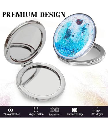 HBTD-SZ Compact Mirror 2 Pack - Portable 1X/2X Magnifying Metal Makeup Mirror (Cartoon cat) - Pink+Light Green - Buy Online on GoSupps.com
