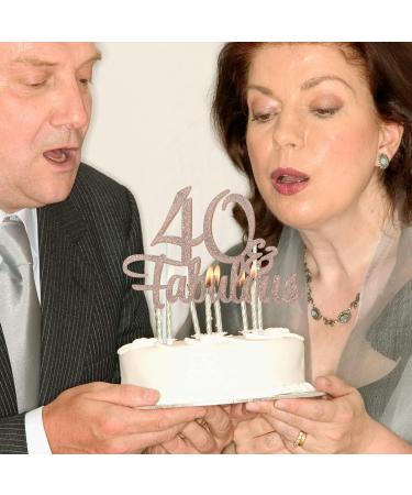 1 PCS 40 & Fabulous Cake Topper Rose Gold Glitter Cheers to Happy 40th Birthday Cake Toppers Forty and Fabulous Cake Pick Decorations for 40th Wedding Anniversary Birthday Party Supplies - Buy Online on GoSupps.com