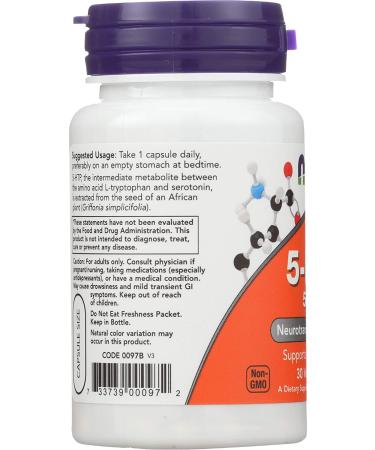Now Foods 5-HTP 50 mg - 30 Vegan Capsules for Mood Support & Relaxation - Buy Online on GoSupps.com
