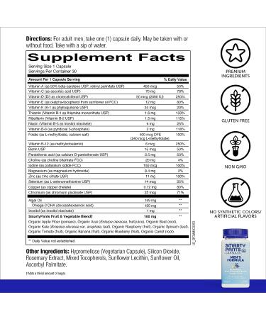 SmartyPants Men's Multivitamin with Omega-3 DHA, Zinc, Vitamins D3, C, B6, Folate, A, B12 - 30 Day Supply - Buy Online on GoSupps.com