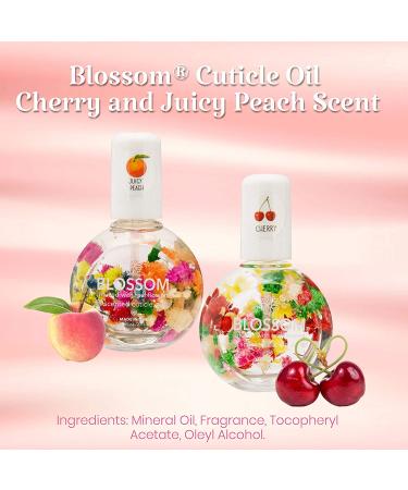 Blossom Scented Cuticle Oil Twin Pack - Cherry & Juicy Peach Infused with Real Flowers, Essential Oils for Softening, Hydrating and Repairing Nail Cuticles - 2 x 0.92 Fl. Oz - Buy Online on GoSupps.com