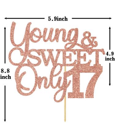 Young & Sweet Only 17 Cake Topper Happy 17th Birthday Cake Decoer I'm 17/17 Years Old Birthday Party Decorations Supplies Rose Gold Glitter - Buy Online on GoSupps.com