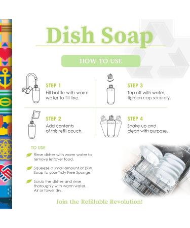 Truly Free Natural Dishwashing Liquid - Plant-Based Sweet Basil Dish Soap | 2 Refill Packs & 1 Refillable Bottle Starter Kit | Eco-Friendly International Shipping - Buy Online on GoSupps.com