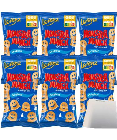 Lorenz Monster Munch Potato Snacks Pack of 6 (6 x 75g Bags) + Usy Block