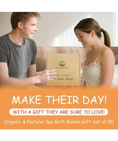 Organic & Natural Spa Bath Bomb Set - 50 Shea Butter Bath Bombs, Sulfate-Free Moisturizing Gift Set for Women, Men, Teens, and Kids - Buy Online on GoSupps.com