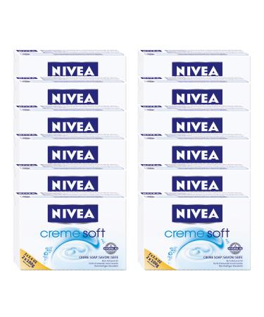 NIVEA cream soft cream soap 12 -pack (12 x 100 g) hand washing cleans gently and cares for your skin hand soap protects your hands when washing almond 200 g (12 pack)