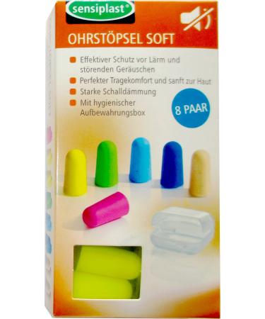 Soft earplugs with storage box 8 pairs