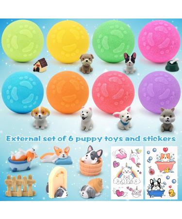 Puppy Bath Bombs Gift Set for Kids - 8PCS Organic Fizz Bath Bombs with Surprise Toys Inside | Dog Stickers | Bubble Bath Spa Birthday Gift for Boys, Girls, Women | Dog Figurines Bath Toy Included - Buy Online on GoSupps.com