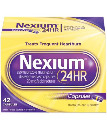Nexium 24HR Acid Reducer Heartburn Relief Capsules with Esomeprazole Magnesium, Heartburn Medicine - 42 Count Capsules 42 Count (Pack of 1)