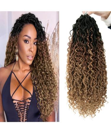 Curly Faux Locs Crochet Hair Goddess Locs Crochet Hair 18Inch Pre Looped Synthetic Deep Curly Hairstyle Hippie Locs Crochet Braids Extensions 4Packs 24Sstrands/pack(1B/30/27 ,18inch) 1B/30/27 18 Inch