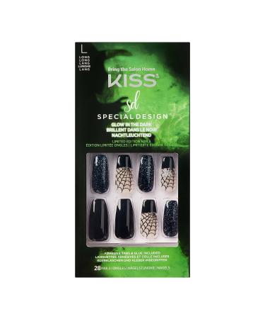 Kiss Halloween Special Design Nails - Shake UR Bones, Long Length, Coffin Shape, 28 Fake Nails